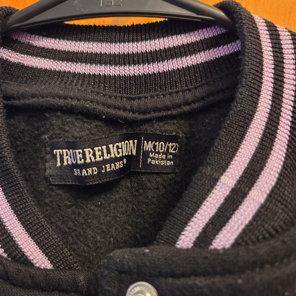 Black and Purple True Religion Varsity Jacket - Picture 3 of 5